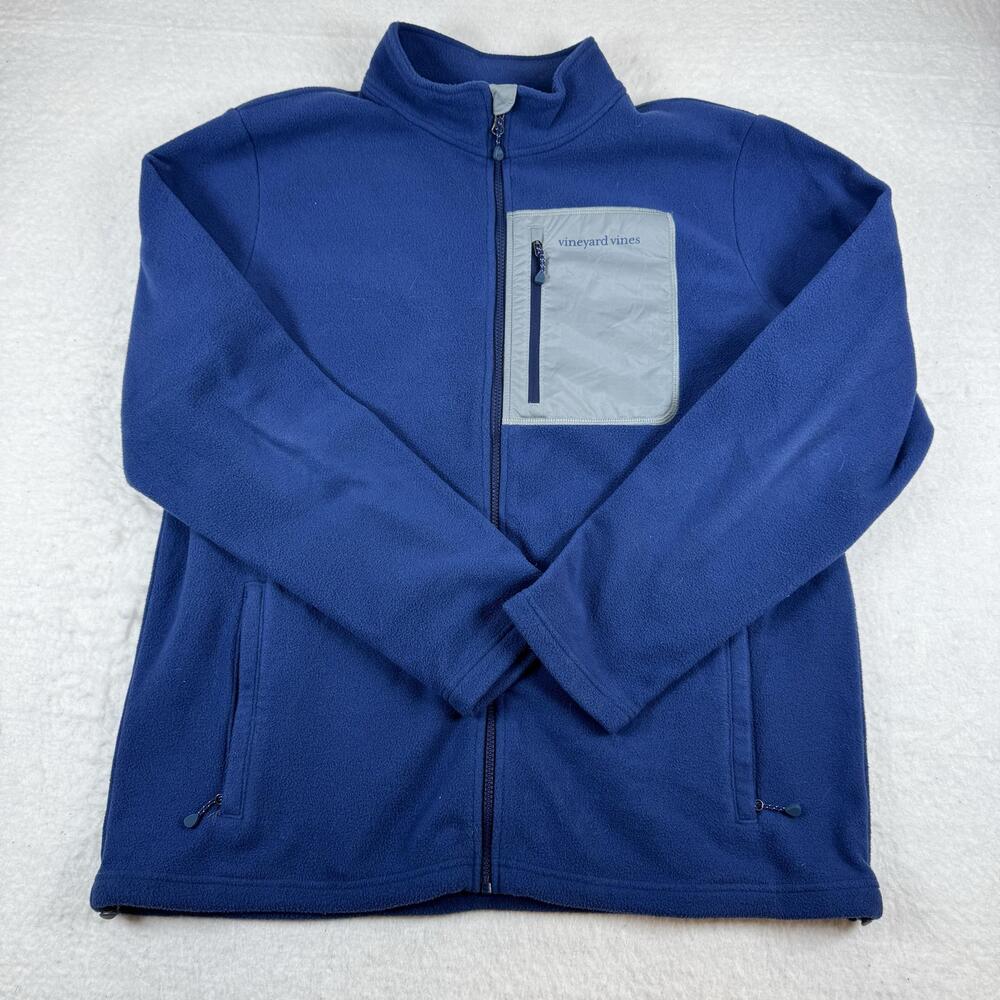 Vineyard Vines Jacket Mens Size XL Blue Fleece Full Zip Chest Pocket Outdoor